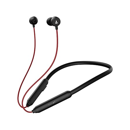 boAt Rockerz 195 Pro Bluetooth Wireless in-Ear Neckband w/Up to 20 hrs Playtime, ENx Tech, Integrated Controls, BT v5.3 w/Dual Pairing, 40 ms Low Latency Beast Mode, ASAP Charge(Fiery Black)
