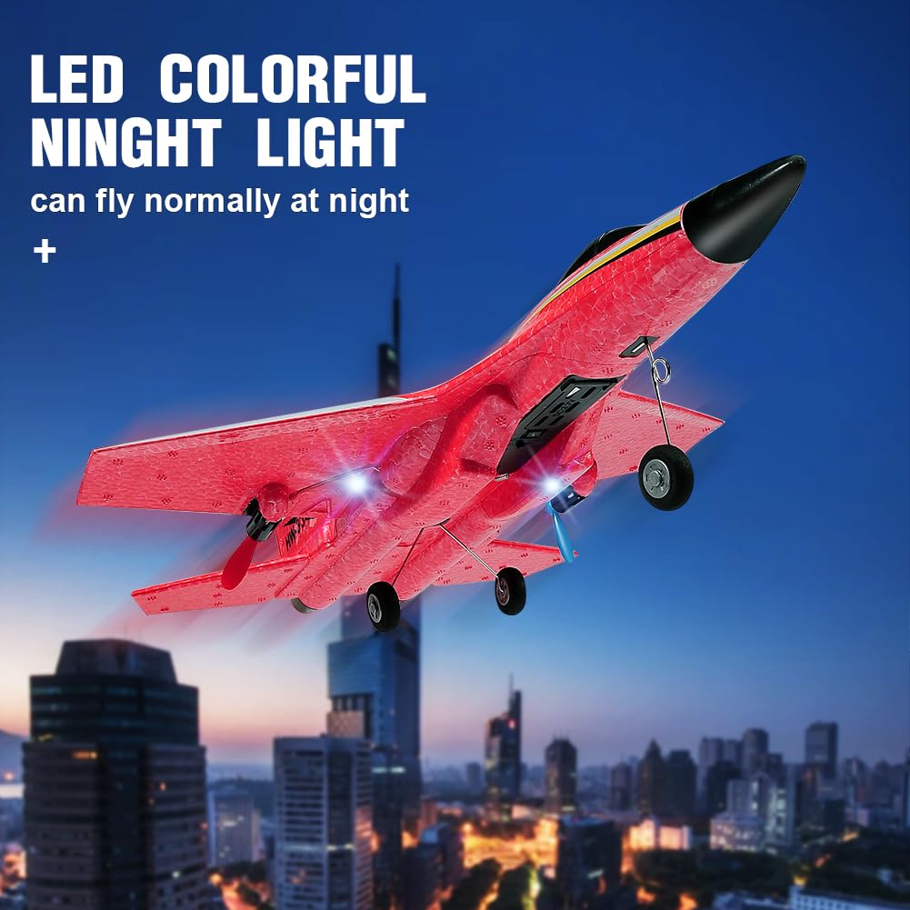 RIDAN Su-27 RC Airplane,2.4GHz 2 Channel Remote Control Plane with Gyro Night Lights and 2 Batteries, Easy to Fly for Adults, Beginners and Kids Toy Vehicle