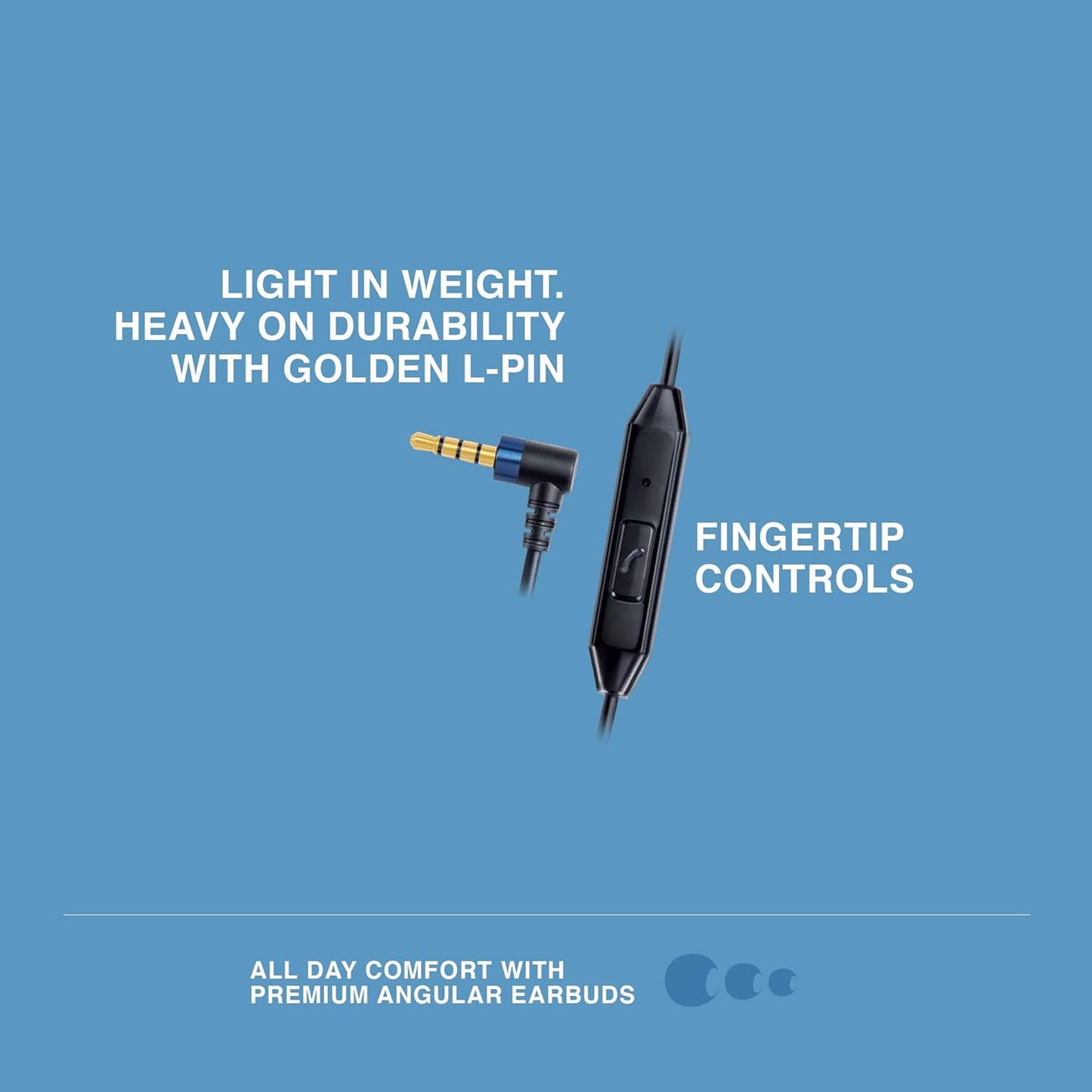 FINGERS SoundBoomerang Wired in-Ear Earphones with Mic (Bundled with Free Zip Carry Case & Golden L-pin Connector) (Imperial Blue + Silver)