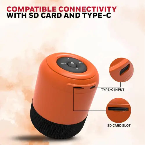 Honeywell Moxie V200 Wireless Portable Bluetooth Speaker with 5W Output | 12 Hrs Playtime | 52mm Drivers | IPX4 Rating | TWS Connectivity | Multi-Compatibility | Premium Stereo Sound (Orange)