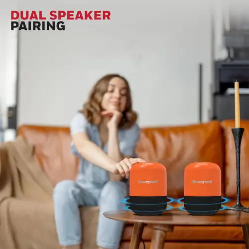 Honeywell Moxie V200 Wireless Portable Bluetooth Speaker with 5W Output | 12 Hrs Playtime | 52mm Drivers | IPX4 Rating | TWS Connectivity | Multi-Compatibility | Premium Stereo Sound (Orange)