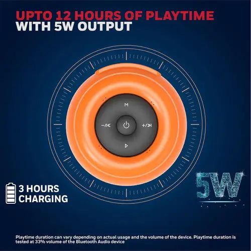 Honeywell Moxie V200 Wireless Portable Bluetooth Speaker with 5W Output | 12 Hrs Playtime | 52mm Drivers | IPX4 Rating | TWS Connectivity | Multi-Compatibility | Premium Stereo Sound (Orange)
