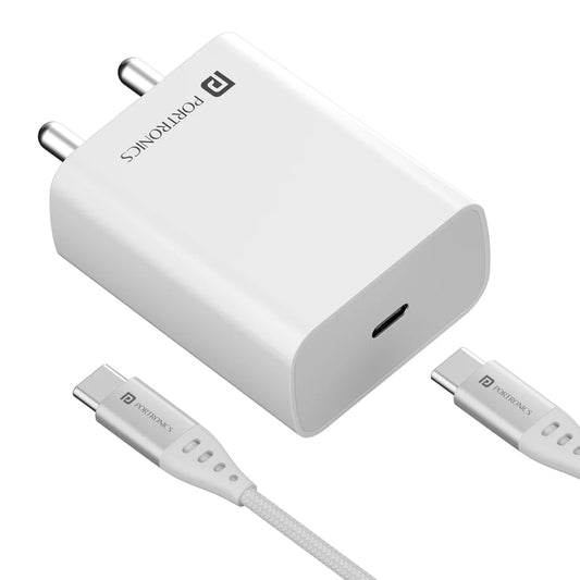 Adapto 25 Pro 25W Type C Wall Charger | Type C to Type C Fast Charging Cable |Type C PD Output | Over Charge Protection