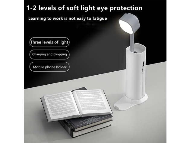TIED RIBBONS Rechargeable LED Table Flashlight Eye Protection Table Lamp Power Bank Handheld Desk Night Lamp Portable Torch Light with Adjustable Light Head for Home Kids Room Office (White)