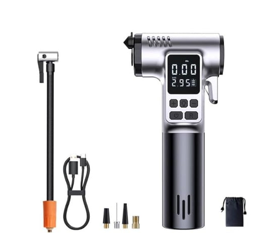RAZEX Portable Tire Inflator with Digital Display, Emergency Window Breaker, SOS Lighting System, 250 PSI, Rechargeable Air Compressor