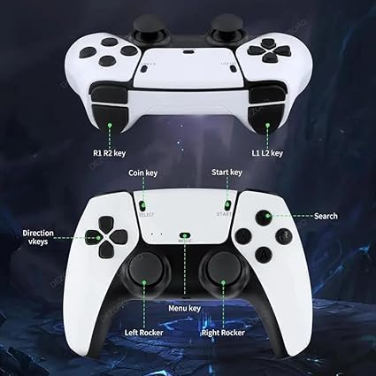 DWH Wireless Video Games for Tv Gaming, Retro Gaming Console with Game Stick Plug & Play TV Video Game Set for 2 Player with 10 Emulators 24000+ Games 2.4G Wireless