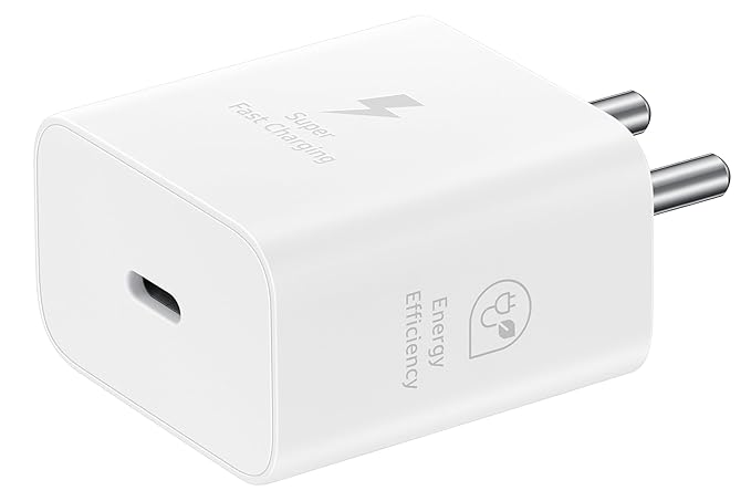 Samsung Original 25W Type-C Travel Adaptor Without Cable, White & Black