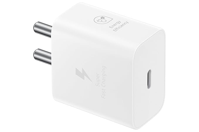 Samsung Original 25W Type-C Travel Adaptor Without Cable, White & Black