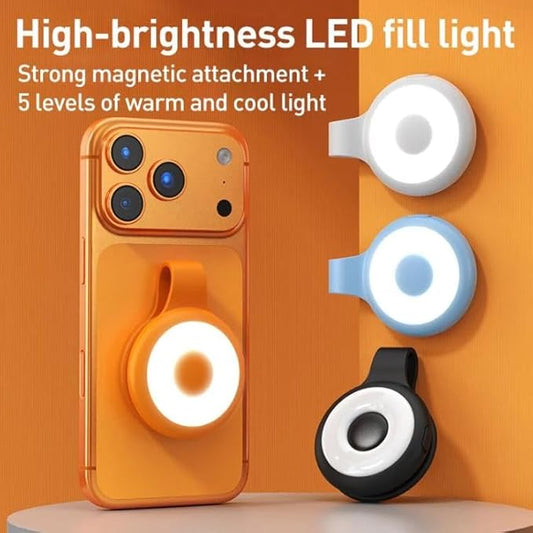 SUSHI Magnetic Mini LED Ring Light, Rechargeable Selfie Light for Phone, iPhone, Android, iPad, Laptop for Selfie/Video Conference/Zoom Call/Photography/Makeup/Picture (Black)