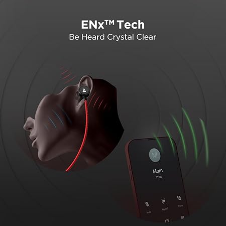 boAt Rockerz 195 Pro Bluetooth Wireless in-Ear Neckband w/Up to 20 hrs Playtime, ENx Tech, Integrated Controls, BT v5.3 w/Dual Pairing, 40 ms Low Latency Beast Mode, ASAP Charge(Fiery Black)