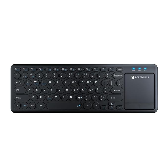 Portronics Bubble Pro Wireless Keyboard with Touchpad, Bluetooth & 2.4 GHz Dual Connectivity, Noiseless Keys, Connect Upto 2 Devices, Spill-Resistant Design (Black