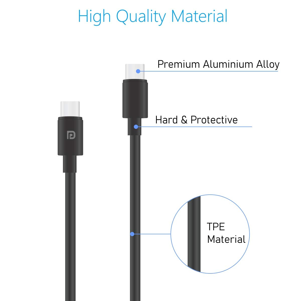 Portronics Usb Type-C To Type-C Cable For Smartphone (Black)