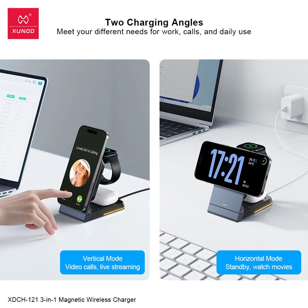 XUNDD XDCH-121 3-in-1 Magnetic Wireless Charger