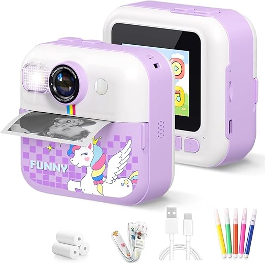 Rason Instant Camera for Kids with Print,1080P HD Instant Photo Camera with Games,3 Print Rolls,Fun Filters for Creativity for 5-15 Years Kids