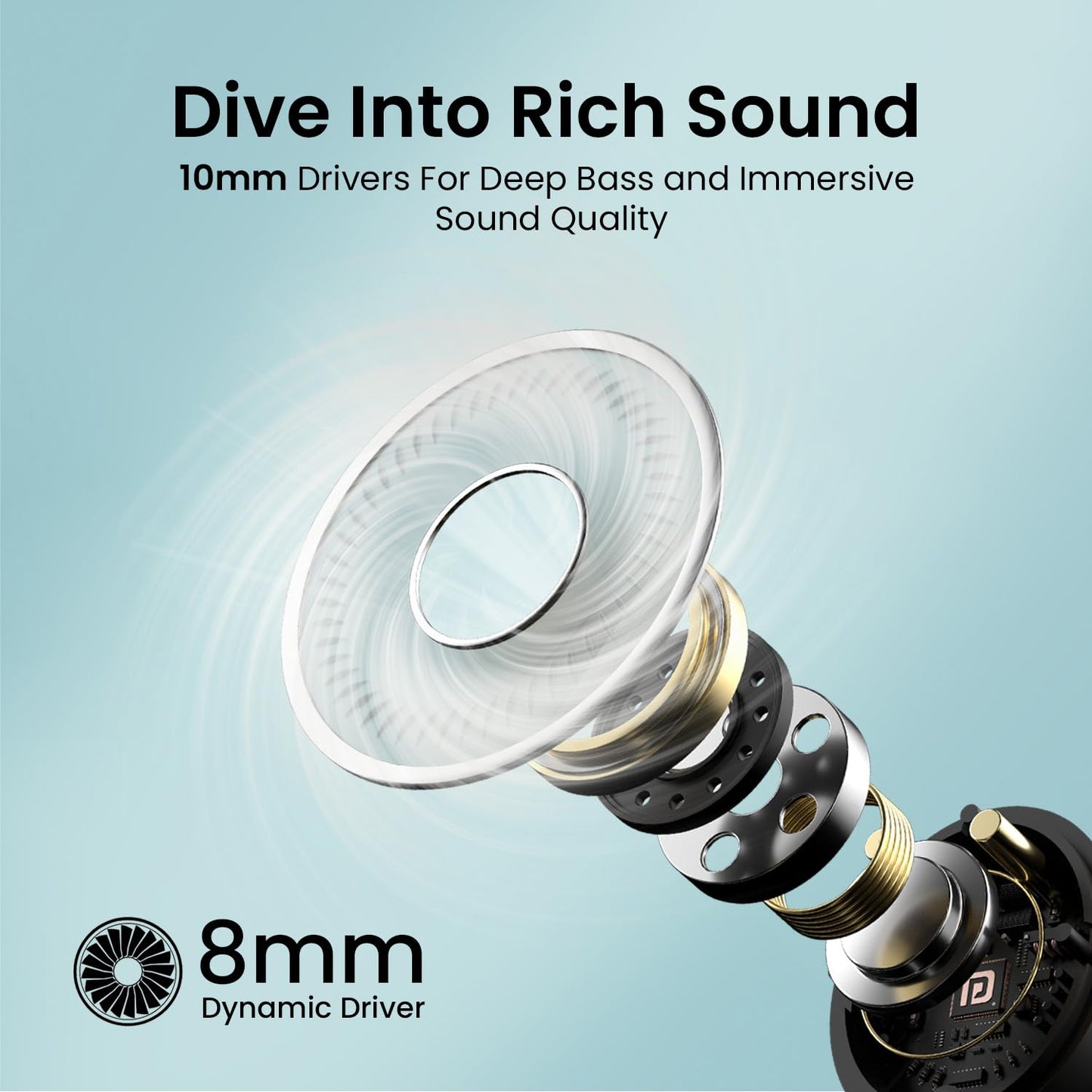 Portronics Harmonics Twins S13 in Ear True Wireless Earbuds with Mic, 24H Playtime, Game/Music Mode, Touch Control, 8mm Driver, Bluetooth 5.3v,IPX5 Water Resistance, Type C Fast Charging(Black)