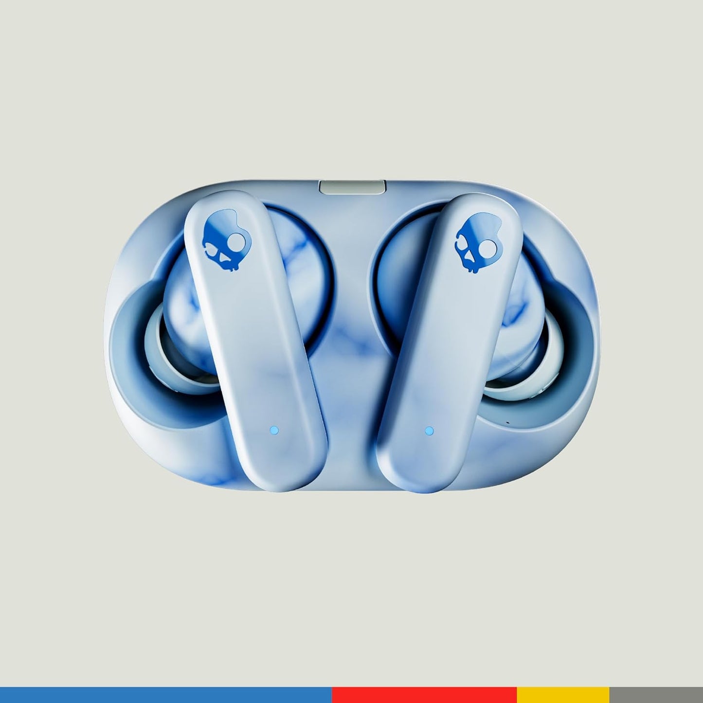 Skullcandy EcoBuds True Wireless in-Ear Earbuds, 8Hr Battery, Battery-Free Charging Case, Microphone, Works with iPhone, Android, Bluetooth Devices – Glacier