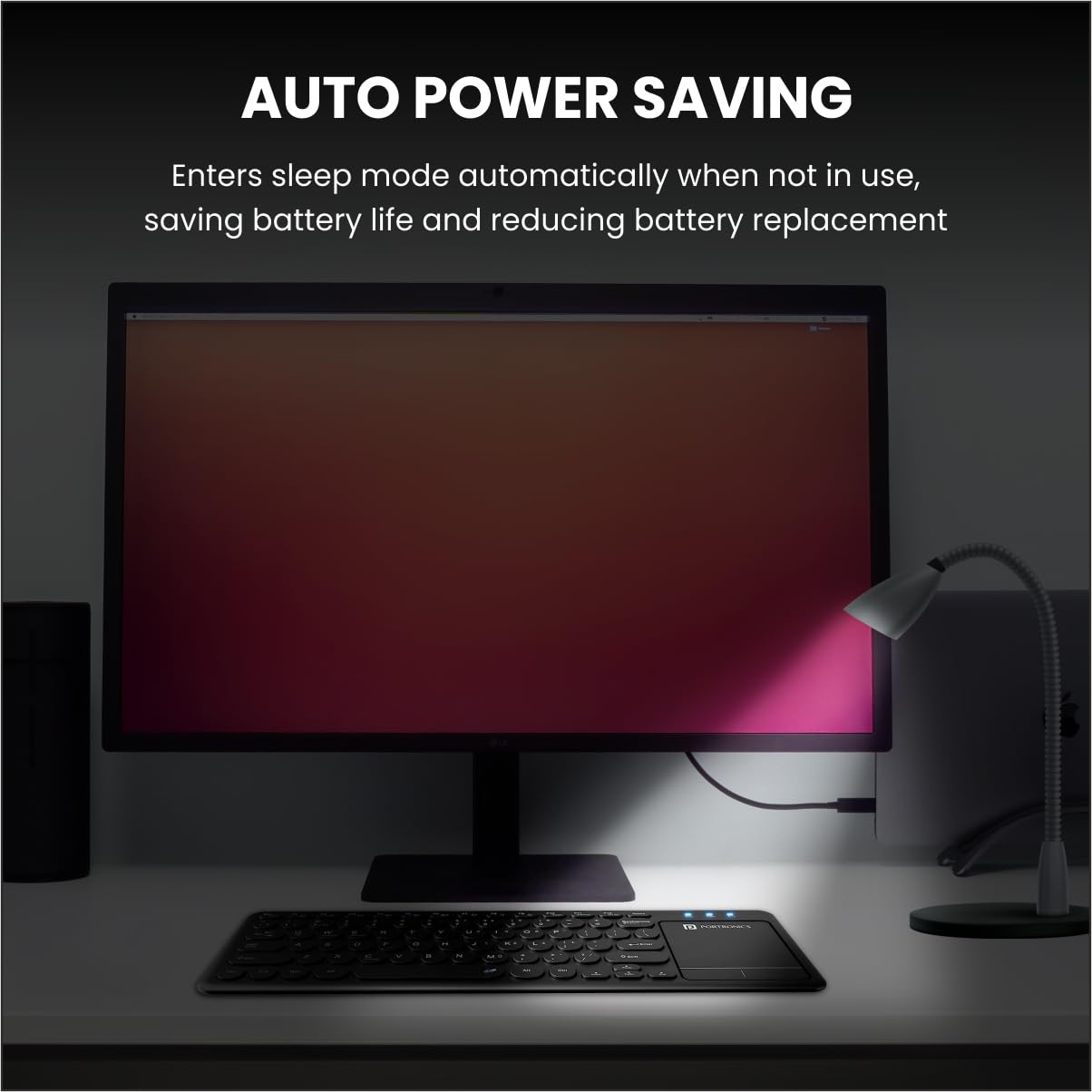 Portronics Bubble Pro Wireless Keyboard with Touchpad, Bluetooth & 2.4 GHz Dual Connectivity, Noiseless Keys, Connect Upto 2 Devices, Spill-Resistant Design (Black