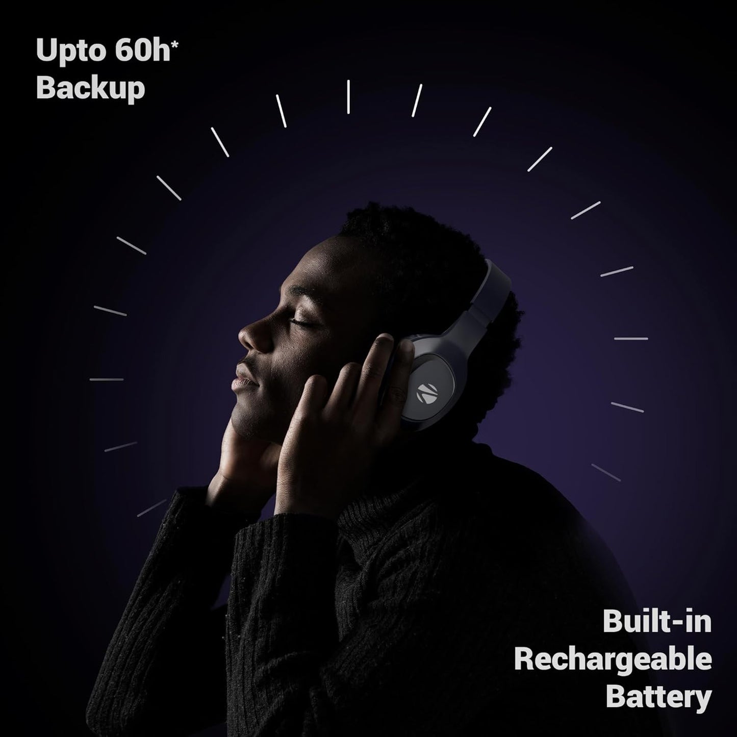 Zebronics Thunder NEO, Wireless Over Ear Headphone, Upto 60 Hours Backup, Gaming Mode, Dual Pairing, Rapid Charge, BT v5.4, AUX, 3 EQ Modes, ENC for Callling, Voice Assistant, Deep Bass (Blue) Visit the ZEBRONICS Store