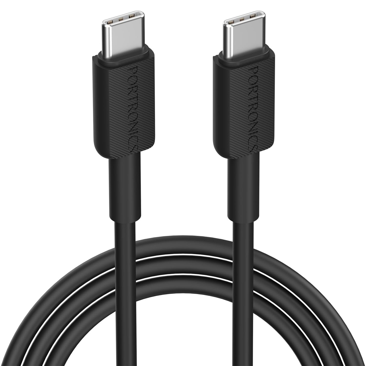 Portronics Konnect Link C1 Square 60W Type C to Type C Fast Charging PD Cable with 480Mbps Data Sync Compatible with Smartphones, iPhone 15 series, MacBook and Other Type C devices 1M Length(Black)