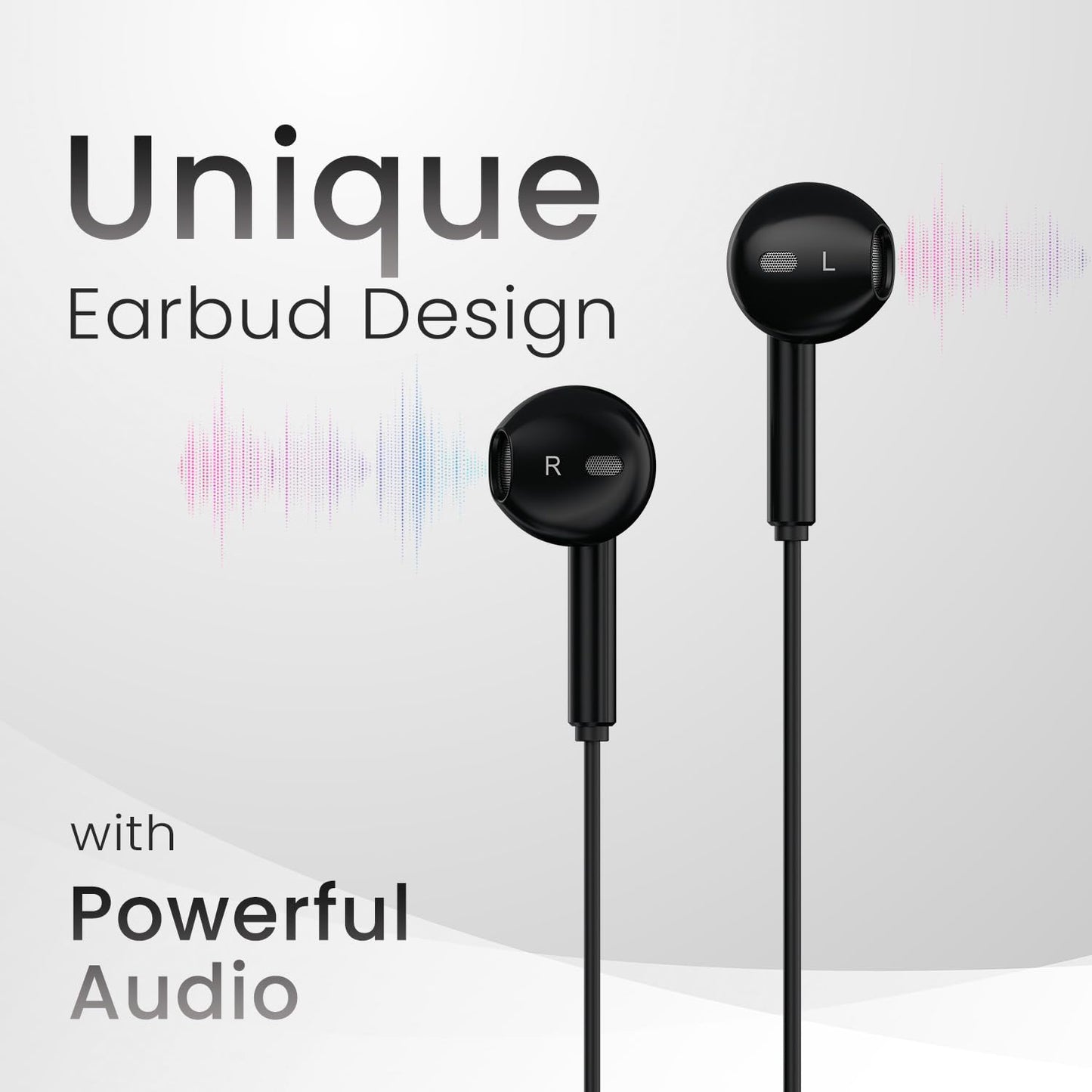 Portronics Conch Theta A in Ear 3.5mm Wired Earphones with In Line HD Mic, Powerful Audio, 14.2mm Dynamic Driver, Unique Earbuds Design, TPE Anti Tangle Wire,In line Controls,Wide Compatibility(Black)