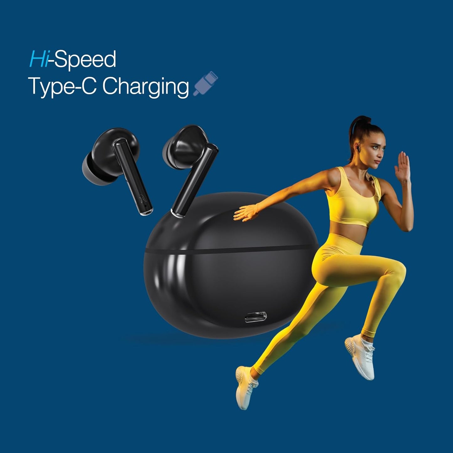 FINGERS Go-Hi-3 True Wireless Earbuds (17.5 Hours Playtime | in-Built Mic with Surround Noise Cancellation (SNC) Technology| Immersive Bass | IPX4 Sweat Resistant | Voice Assistant)