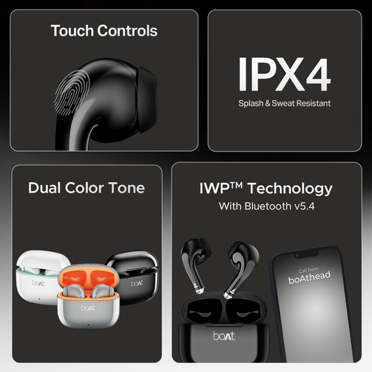 boAt Airdopes 101v2, 35H Battery, ENx Tech, 13mm Drivers, ASAP Charge, Flex-Fit Ear Tips,Stream Ad Free Music via App Support, Bluetooth Earbuds, TWS Ear Buds Wireless Earphones with mic (Pitch Black)