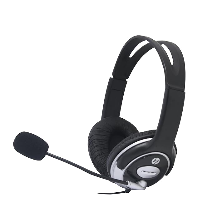 Hp Wired On Ear Headphones With Mic With 3.5 Mm Drivers, In-Built Noise Cancelling, Foldable And Adjustable For Laptop/Pc/Office/Home/ 1 Year Warranty