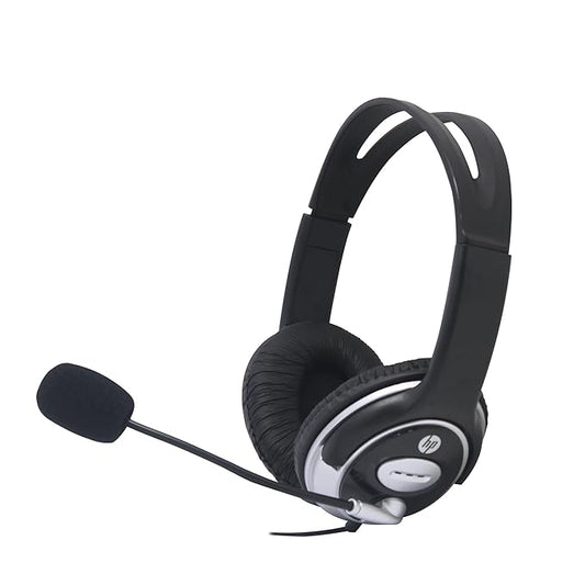 Hp Wired On Ear Headphones With Mic With 3.5 Mm Drivers, In-Built Noise Cancelling, Foldable And Adjustable For Laptop/Pc/Office/Home/ 1 Year Warranty