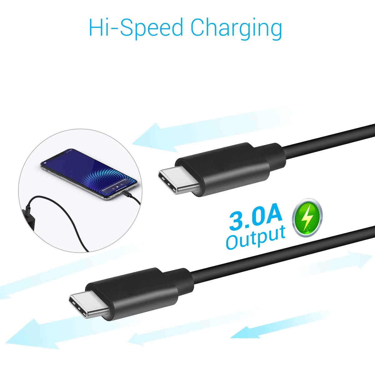 Portronics Usb Type-C To Type-C Cable For Smartphone (Black)