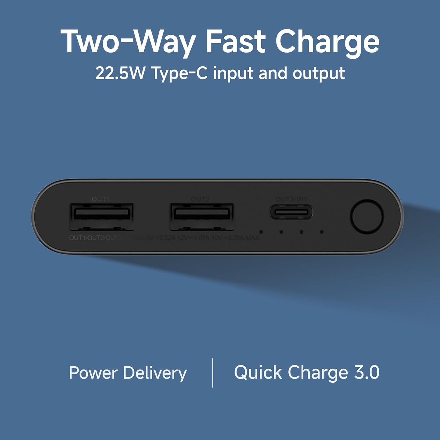Xiaomi Power Bank 4i 10000mAh 22.5W Fast Charging PD|Smart 12 Layer Protection| Durable Steel Casing |Triple Output Ports|Supports All Phone(MI Power Bank),Black