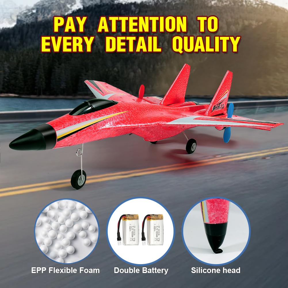 RIDAN Su-27 RC Airplane,2.4GHz 2 Channel Remote Control Plane with Gyro Night Lights and 2 Batteries, Easy to Fly for Adults, Beginners and Kids Toy Vehicle
