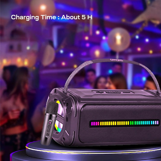 GADPRO Partymate 2.O Bluetooth Speaker | with LED Lights & Free Wireless Microphone | 30W Output