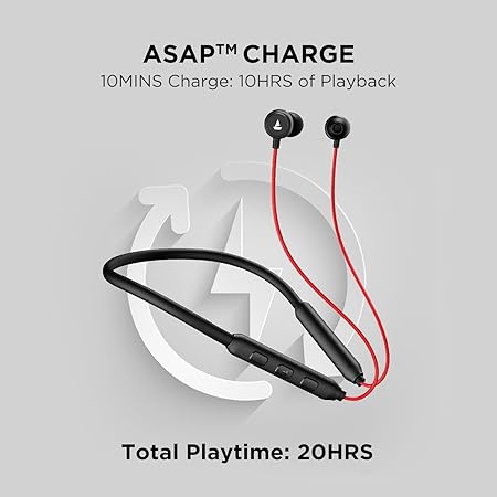 boAt Rockerz 195 Pro Bluetooth Wireless in-Ear Neckband w/Up to 20 hrs Playtime, ENx Tech, Integrated Controls, BT v5.3 w/Dual Pairing, 40 ms Low Latency Beast Mode, ASAP Charge(Fiery Black)