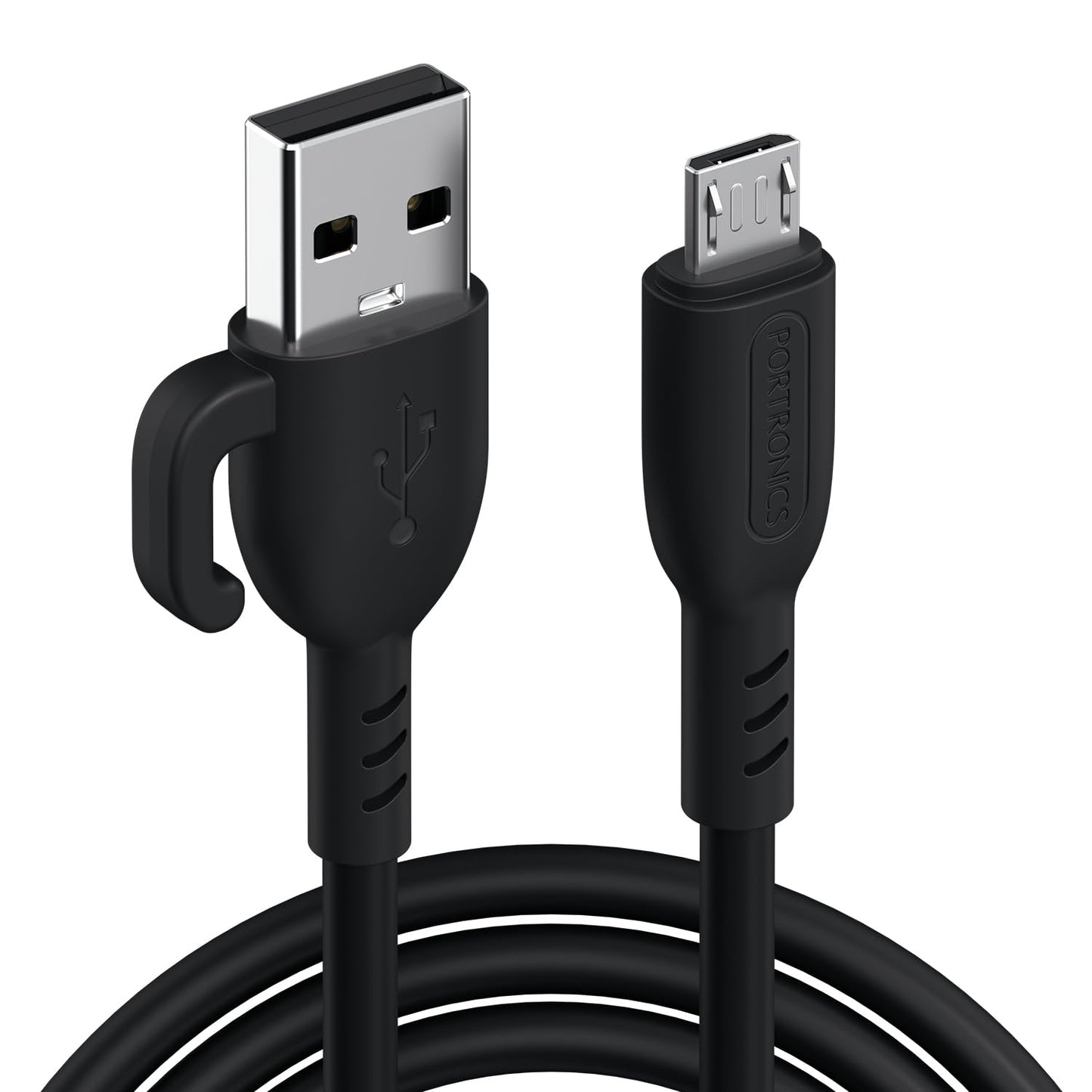 Portronics Konnect Core 3 USB-A to Micro Fast Charging Cable for Smartphones,Tablets, Speakers, Laptops & Other Micro USB Devices,Inbuilt Cable Management Hook,3.0A Max Output,Fast Data Sync(Black)