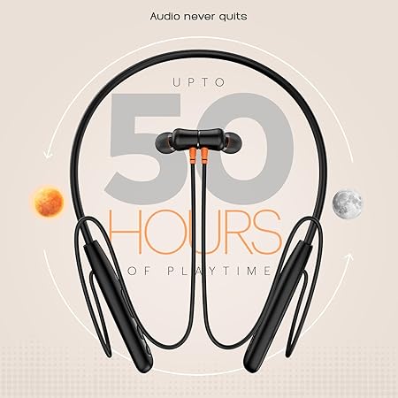 Noise Airwave Bluetooth in Ear Neckband with 50H of Playtime, 3 EQ Modes, ENC for Calling, Low Latency(Upto 50ms), 10mm Driver, BT v5.3(Jet Black)