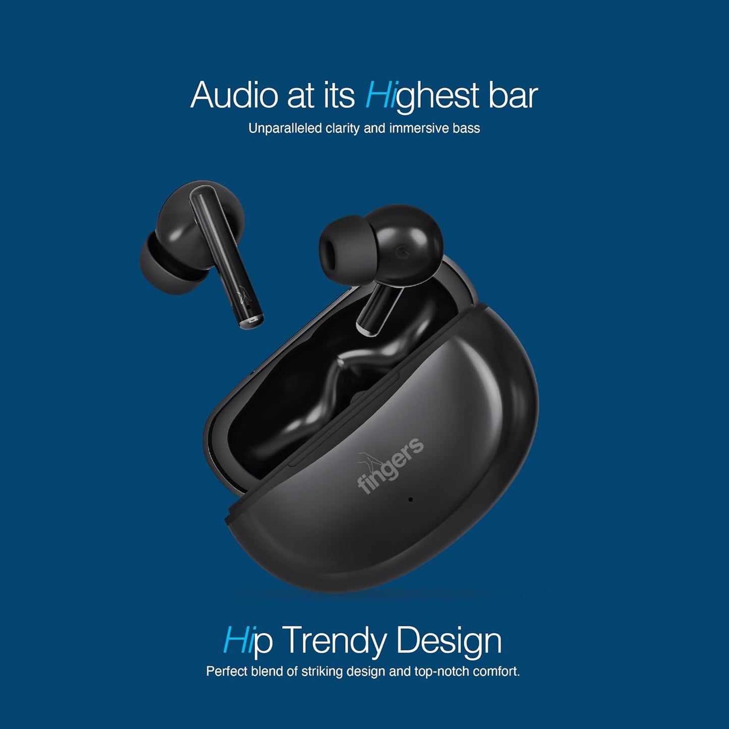 FINGERS Go-Hi-3 True Wireless Earbuds (17.5 Hours Playtime | in-Built Mic with Surround Noise Cancellation (SNC) Technology| Immersive Bass | IPX4 Sweat Resistant | Voice Assistant)