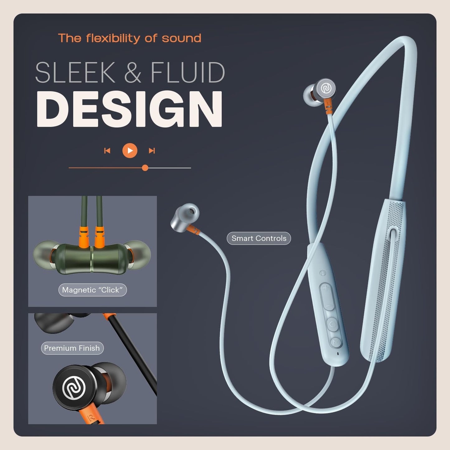 Noise Airwave Bluetooth in Ear Neckband with 50H of Playtime, 3 EQ Modes, ENC for Calling, Low Latency(Upto 50ms), 10mm Driver, BT v5.3(Jet Black)