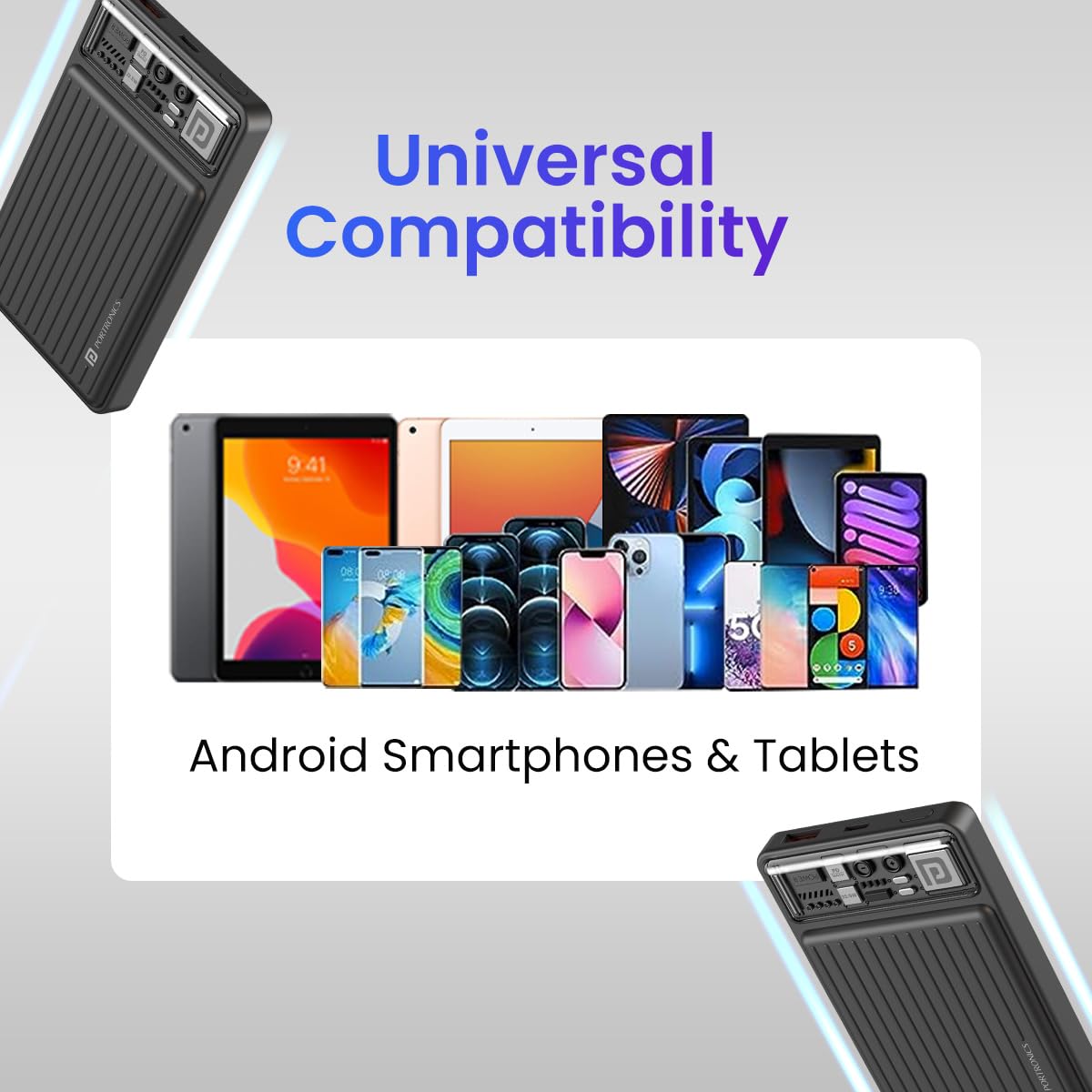 Portronics Luxcell Mini 10K Advanced 10000 mAh Nano Power Bank with 22.5W Max Output, LED Indicator, Mach USB-A Output, Type C PD Output, Type C Input, Wake Up Button(Black)