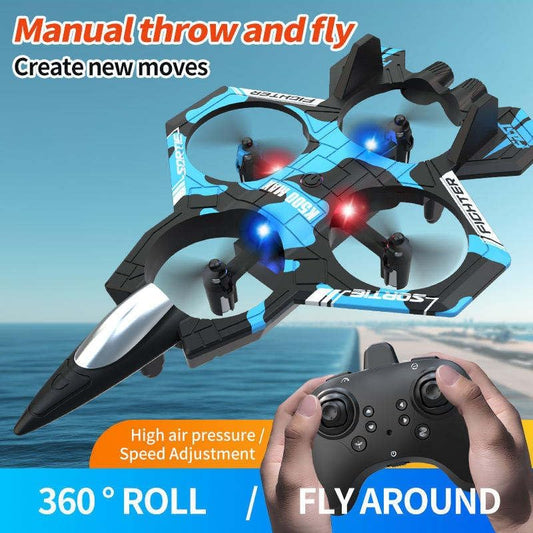 RODX Remote Control Airplane for Kids, RC Glider Plane with Light Foam Aeroplane Fighter Jet for Kids Adults 6-16, 360° Flip, Stunt Roll, Drones Airplane Toy Gift for Kids Boy