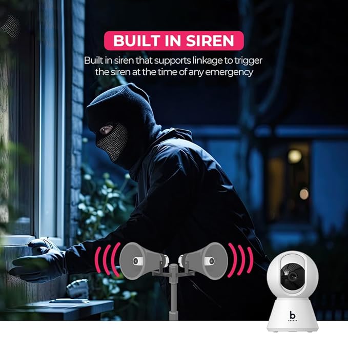 Beetel 3MP Full HD Smart Wi-Fi CCTV Home Security Camera|360° with Pan Tilt|View & 2-Way Talk|Motion Alert|Night Vision|Smart Tracking|SD Card (Upto 256 GB), Alexa & Google Support|CC3