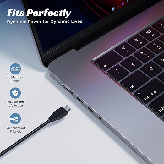 Lapcare 65W Type-C Universal Laptop Adapter Comaptible with Apple MacBook, iPad, HP (Pro Book, Spectre, Zbook, Elite, Envy, Pavilion, Chromebook) Dell, Lenovo, Acer, Asus, Samsung & Type C Phones