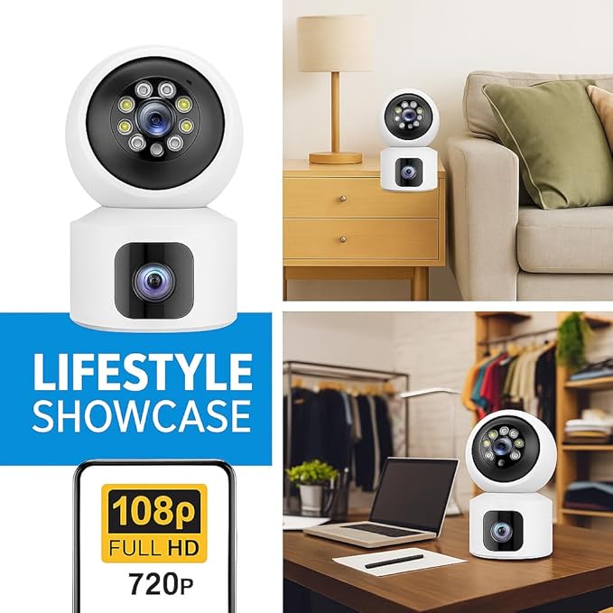 V380 Pro 4G SIM Card Camera | 3MP 4K Dual Lens Indoor PTZ WiFi CCTV | AI Human Tracking, Two-Way Audio, Baby & Pet Monitor, Night Vision, Dual-Screen Smart Home Security Camera