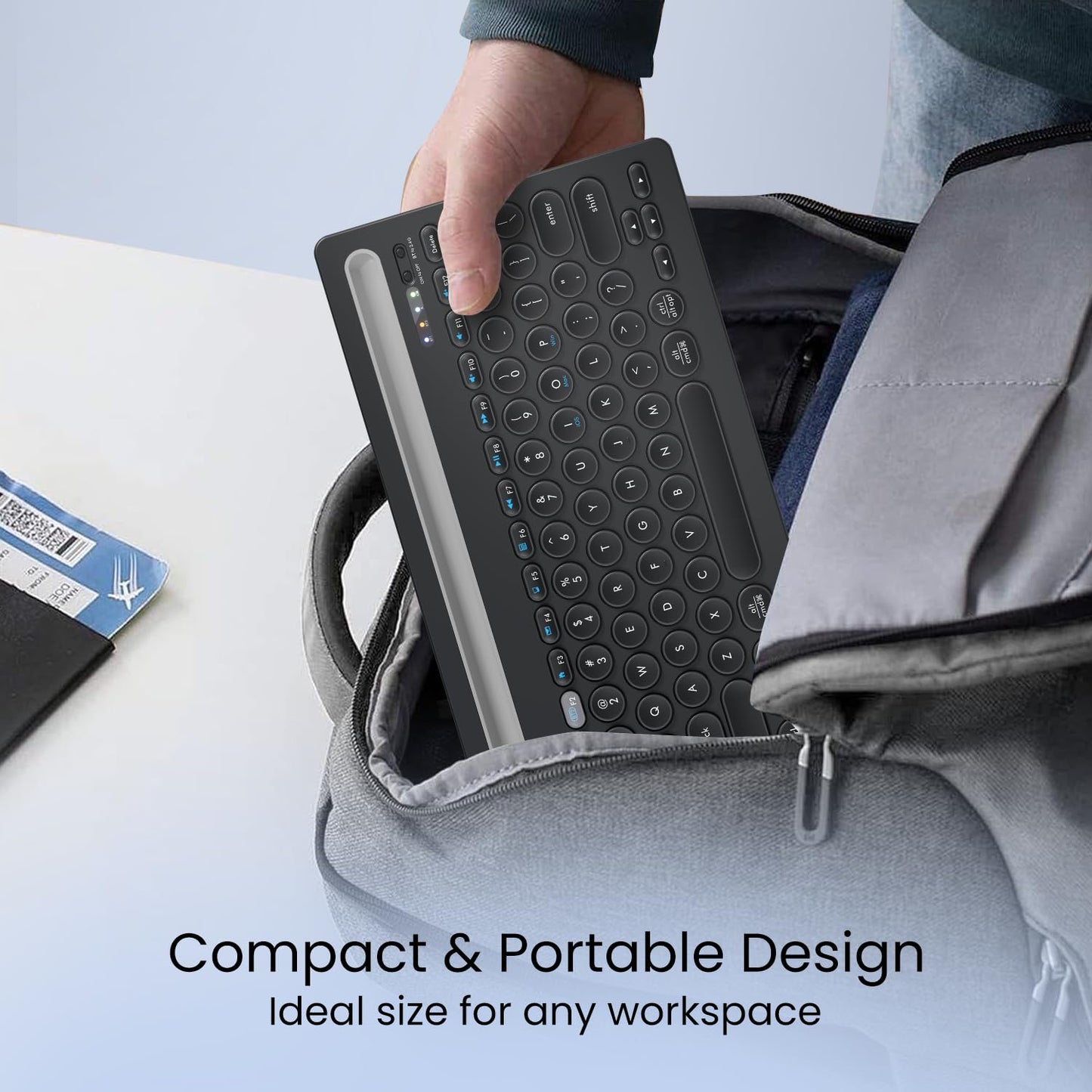 Portronics Bubble Dock Wireless Keyboard with Tablet Holder, Multi-Device Pairing, Rechargeable Battery,Dual Connectivity(2.4 GHz RF & Bluetooth 5.3v)