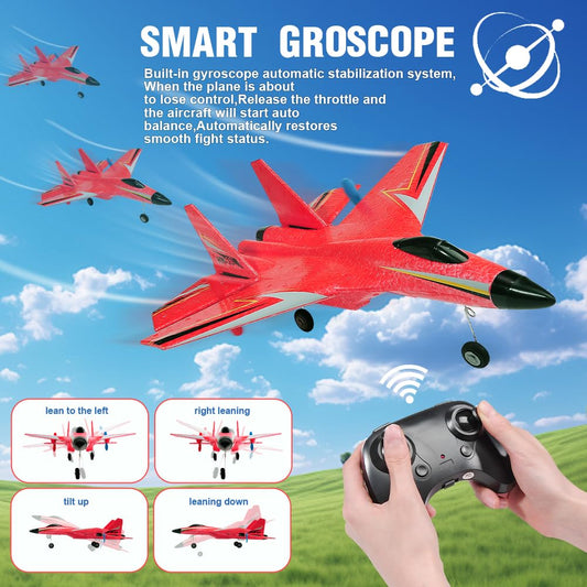 RIDAN Su-27 RC Airplane,2.4GHz 2 Channel Remote Control Plane with Gyro Night Lights and 2 Batteries, Easy to Fly for Adults, Beginners and Kids Toy Vehicle