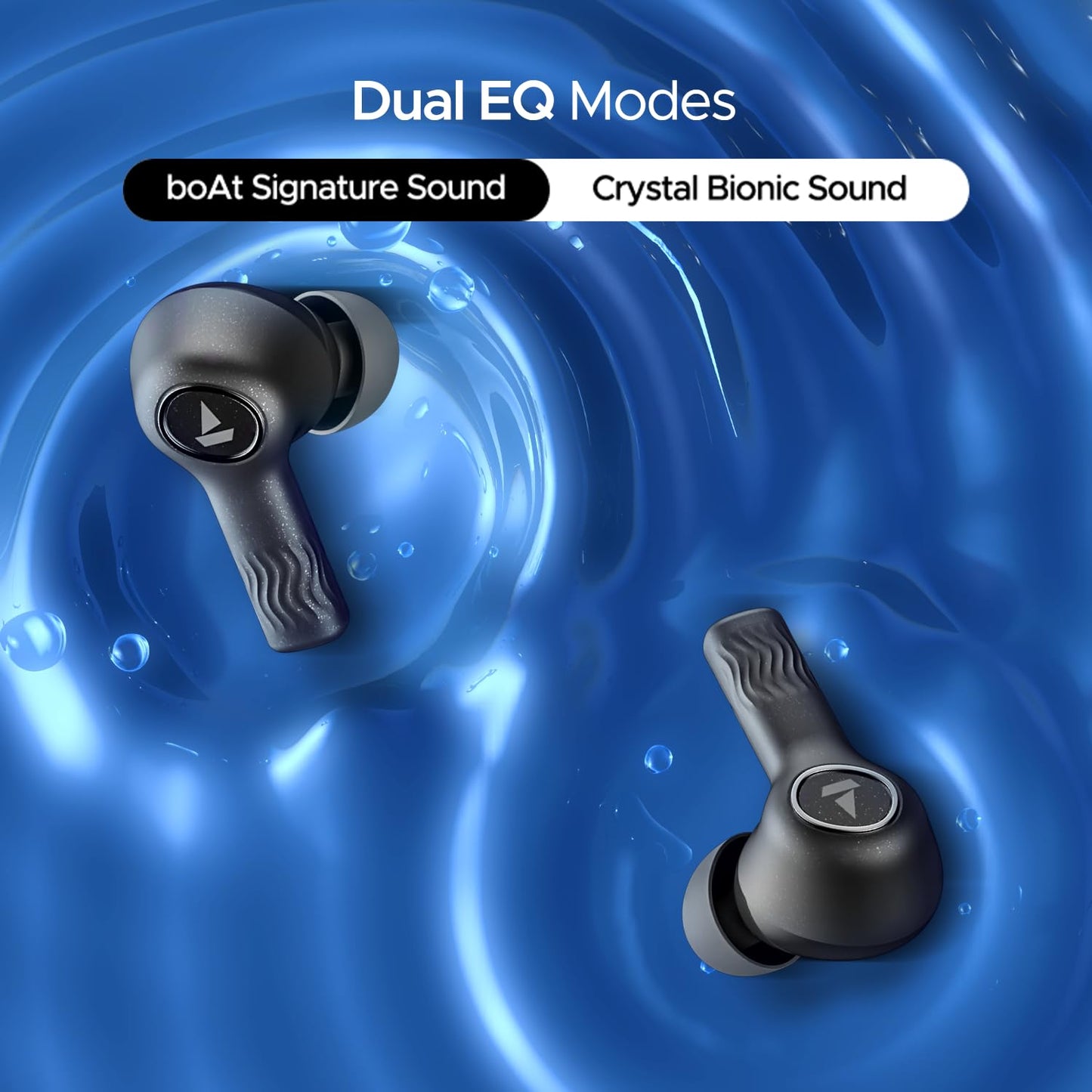 Boat Nirvana Iris Truly Wireless in Ear Ear Buds w/Up to 32 dB Active Noise Cancellation,120 Hrs Playback,Crystal Bionic Sound Powered by HiFi,Beast Mode,ENx Tech,Hearables App(Crystal Black)