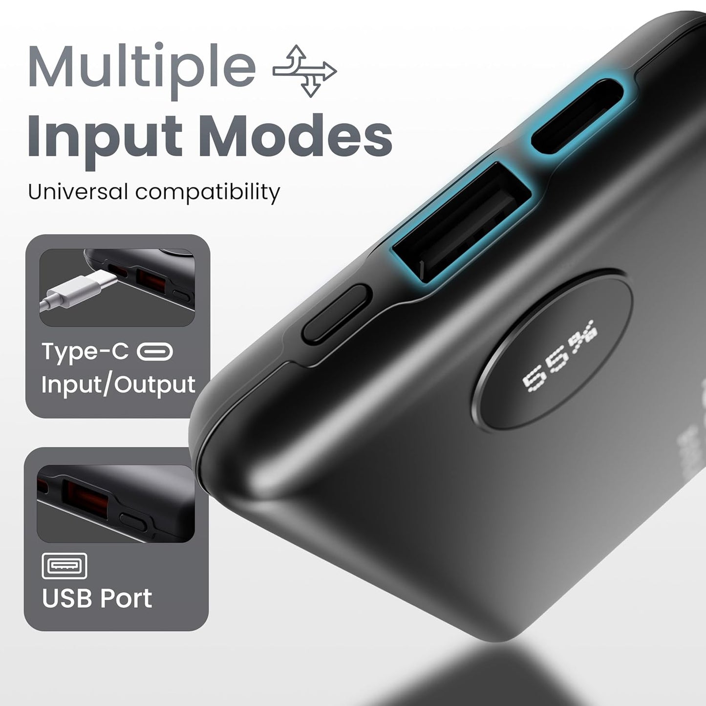 Boult AmpVault v10 Powerbank with 10000 mAh, 22.5W Fast Charging, LED Display, USB & Type C Input/Output, Overcharge Protection, iPhone & Andriod Mobile Power Bank (Jet Black)