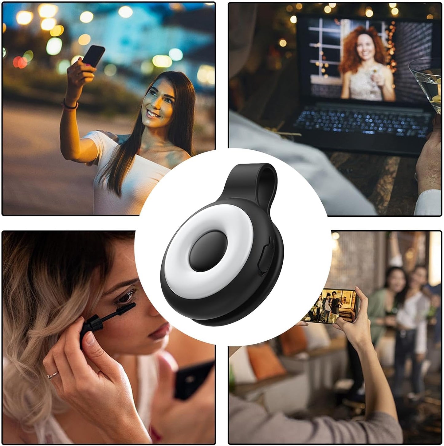 SUSHI Magnetic Mini LED Ring Light, Rechargeable Selfie Light for Phone, iPhone, Android, iPad, Laptop for Selfie/Video Conference/Zoom Call/Photography/Makeup/Picture (Black)