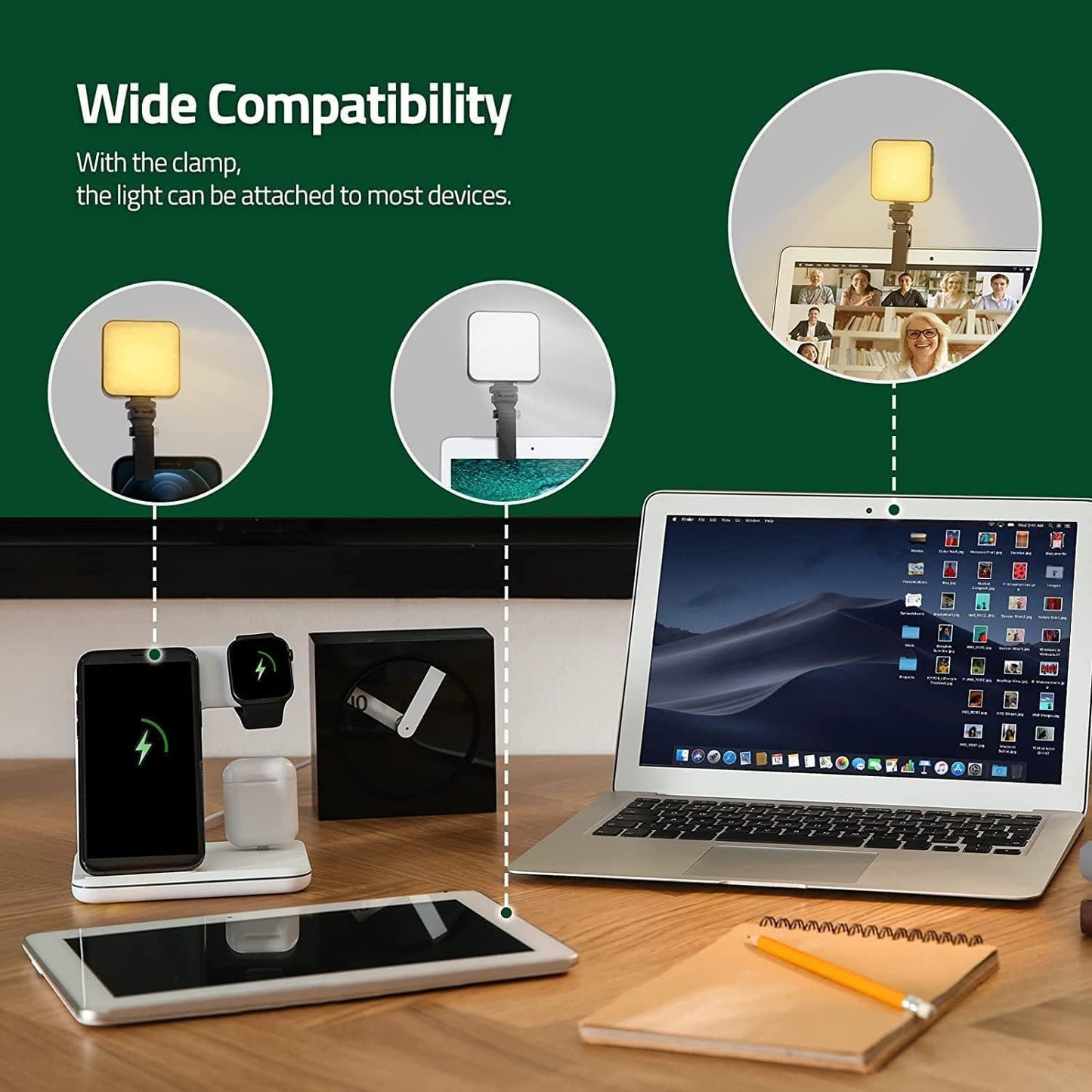 UNME Portable Pocket Mobile Light Dimmable Panel Lamp | Video Light, Dimmable 3200K-6500K LED Fill Light for Computer, Tablet, Smartphone, DSLR Camera with Screen Clip