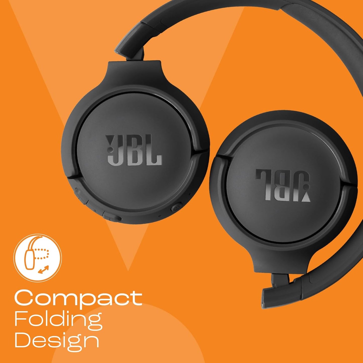 JBL Tune 520BT Wireless On Ear Headphones with Mic, Upto 57H Battery, Speed Charge : 5 Min Charge Gives Up to 3H of Playback, Multipoint Connect, Customizable Bass with Headphones App, BT 5.3 (Black)
