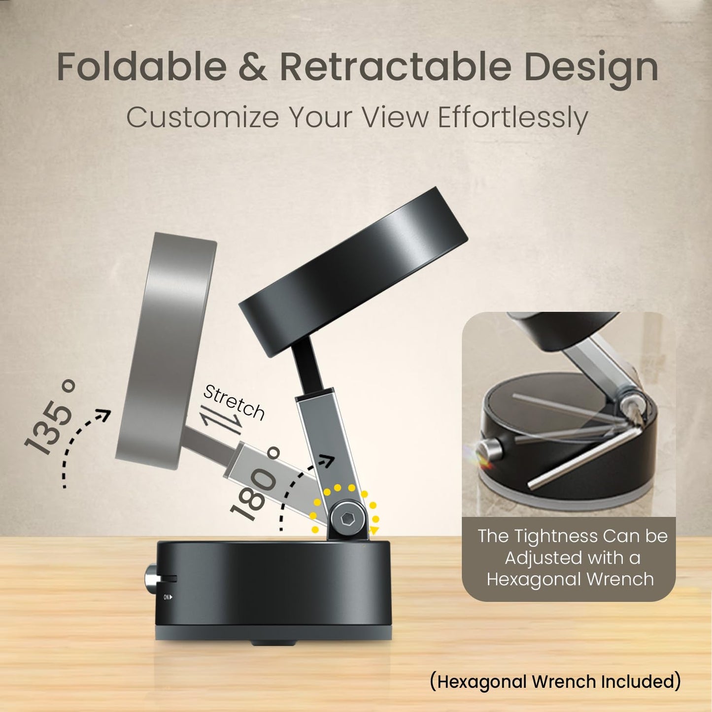 Portronics Hold X Magnetic Vacuum Suction Mobile Holder, Multiple Angle Adjustment, Retractable, Strong Magnetic Attachment, Compatible with iPhone & Android Phone for Car, Desk, Mirror, Glass(Black)